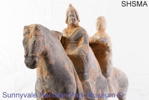 pair of pottery horsemen, Northern Wei dynasty, 386 to 534 A.D.