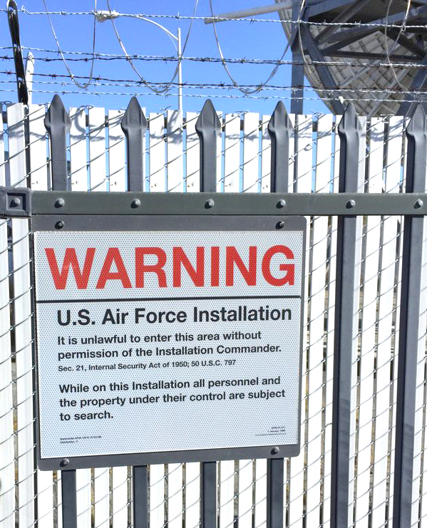 A sign: Warning - US Air Force Installation